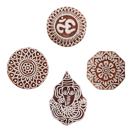 Set of 4 Piece New Mix Wooden Printing Blocks